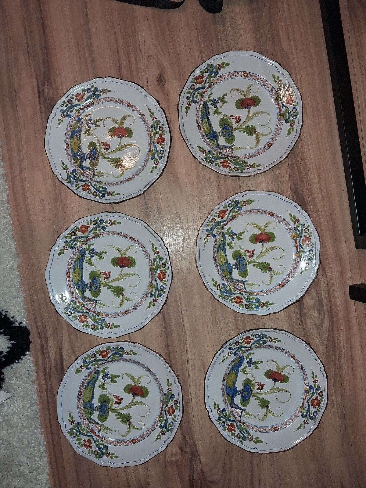6 sierborden met  Italiaans majolica Garofano faenza motief, Ophalen of Verzenden