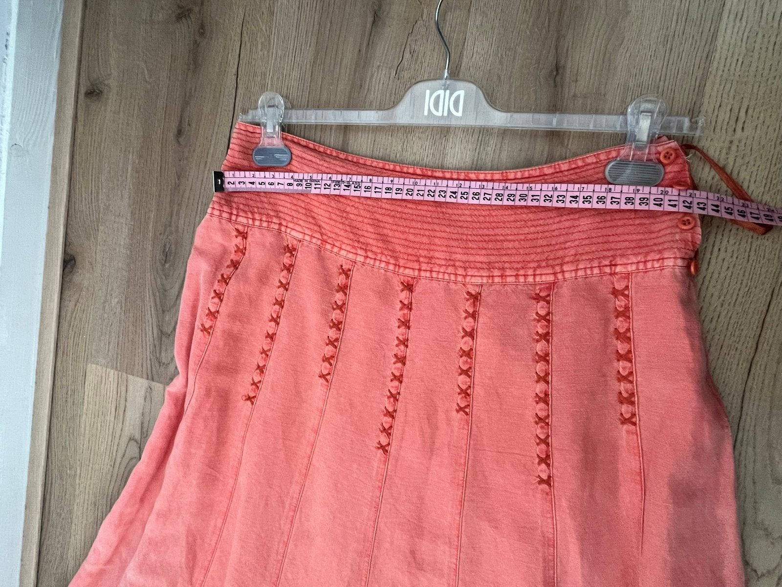 Principles roze/oranje linnen rok maat M, Kleding | Dames, Rokken, Zo goed als nieuw, Maat 38/40 (M), Oranje, Onder de knie, Ophalen of Verzenden