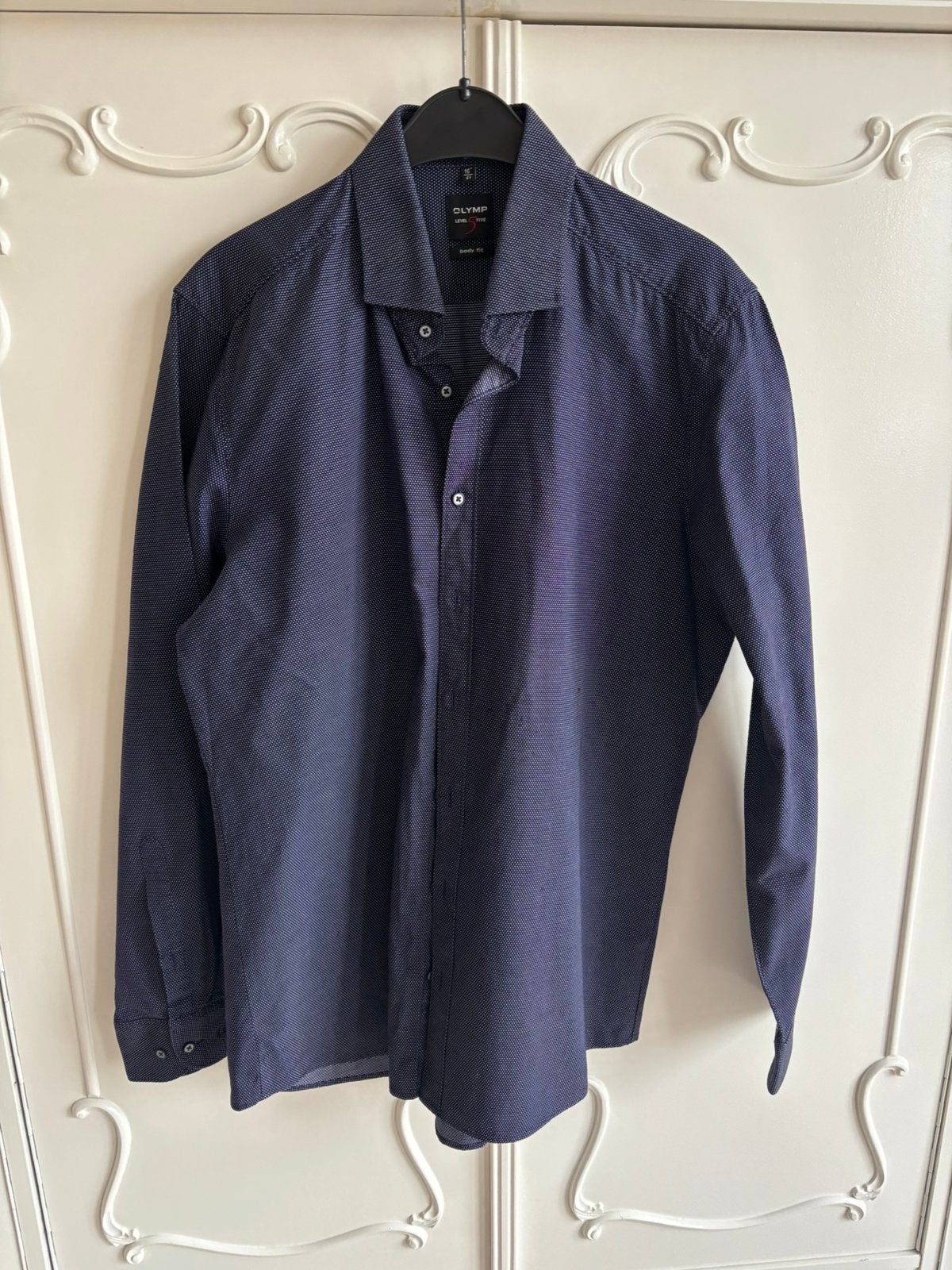 Nieuwstaat blauw overhemd merk Olymp Bodyfit maat 41, Kleding | Heren, Ophalen of Verzenden, Zo goed als nieuw, Blauw, Halswijdte 41/42 (L)