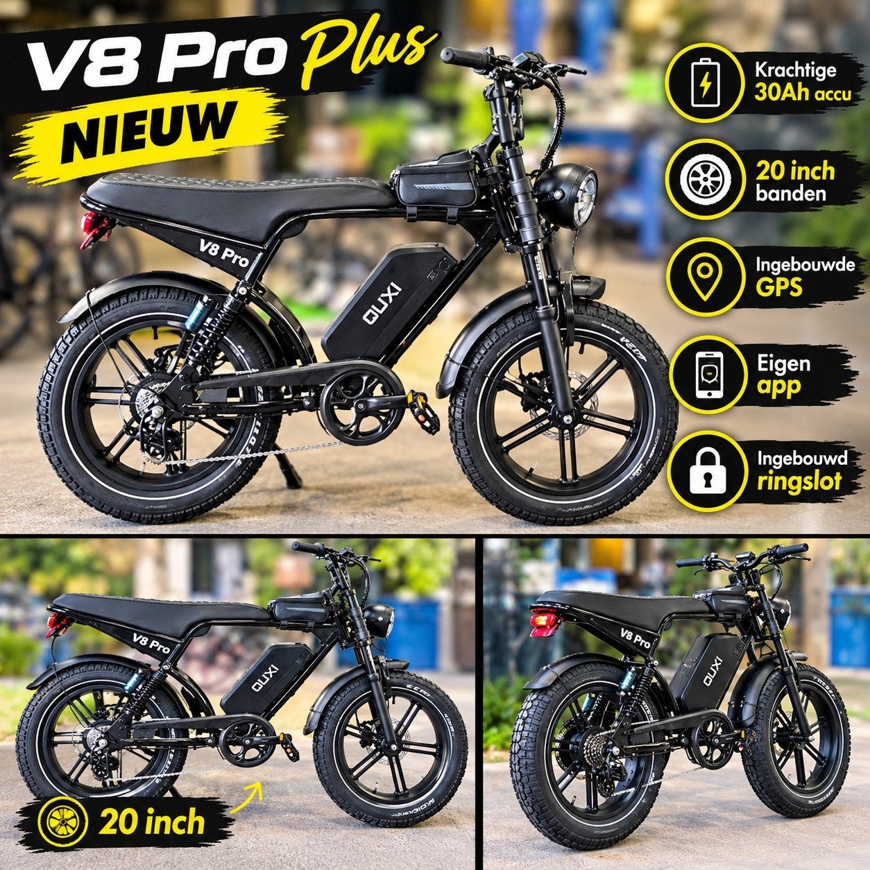 Ouxi V8 Pro Plus - Nieuw model met 30Ah accu en GPS
