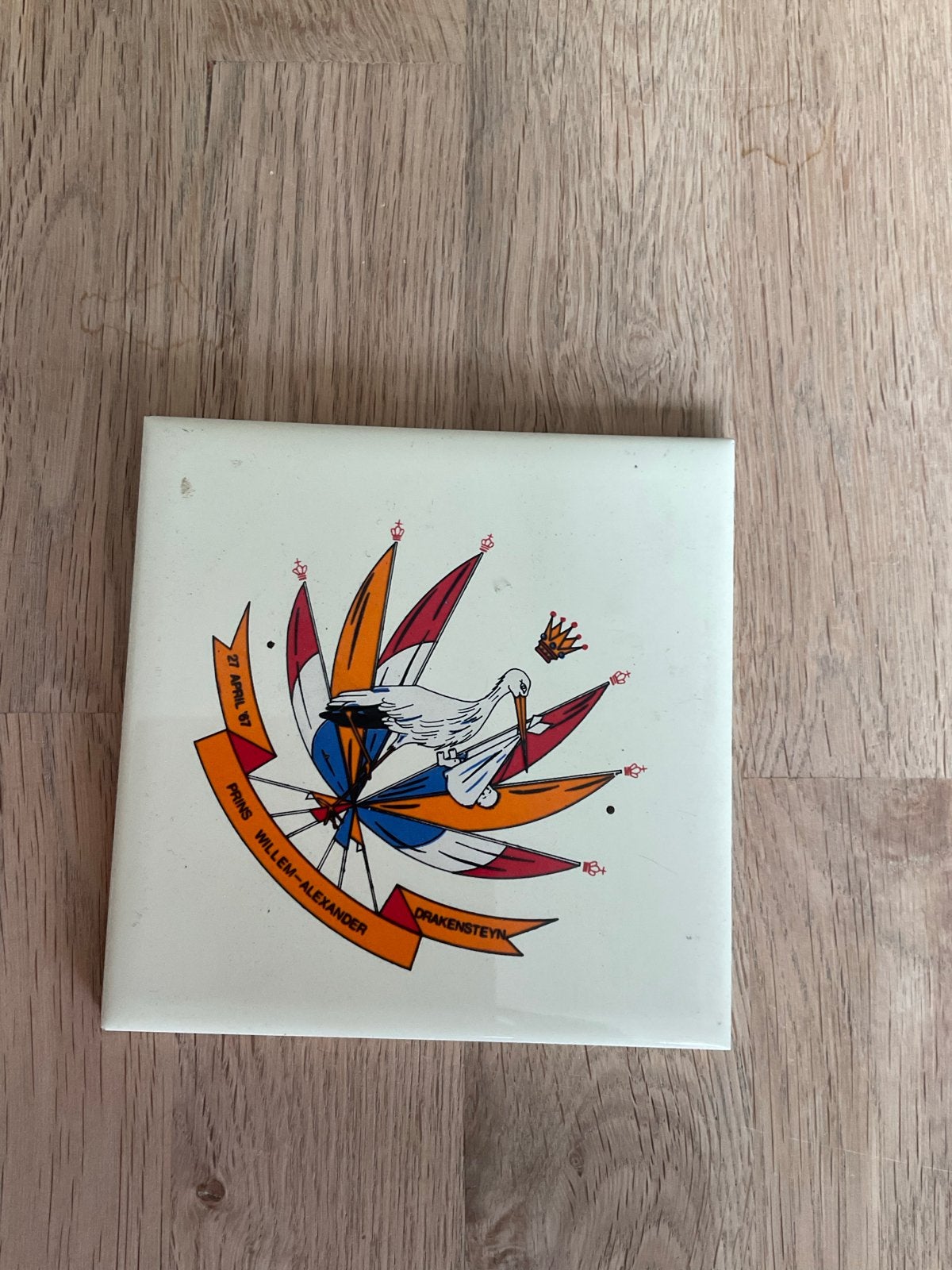 Twee tegeltjes geboorte Prins Willem-Alexander 1967, Ophalen of Verzenden