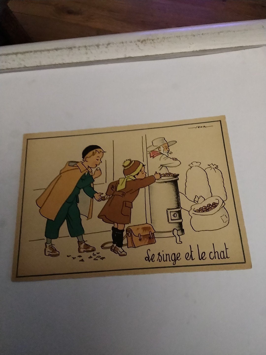 Vintage Franse Ansichtkaart - Le Singe et le Chat, Ophalen of Verzenden
