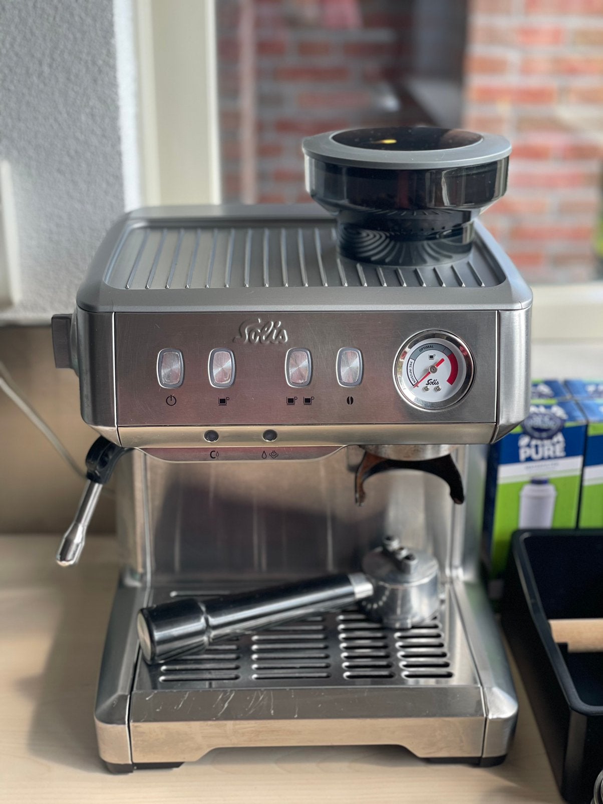 Solis grind & infuse compact type 1018, Ophalen, Gebruikt, Koffiebonen, Combi