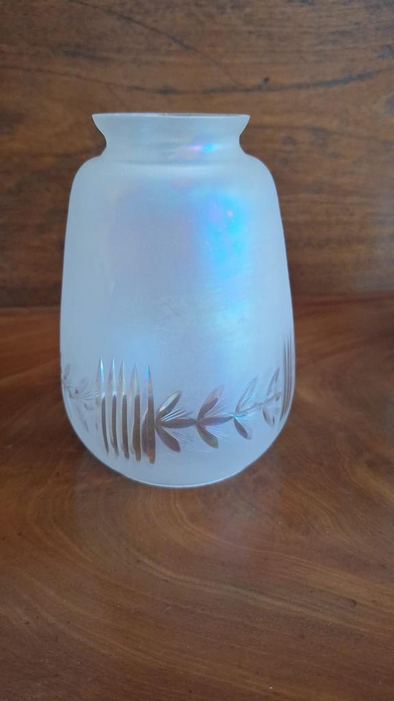 Vintage opaline glazen lampenkap met etsdecoratie, Ophalen