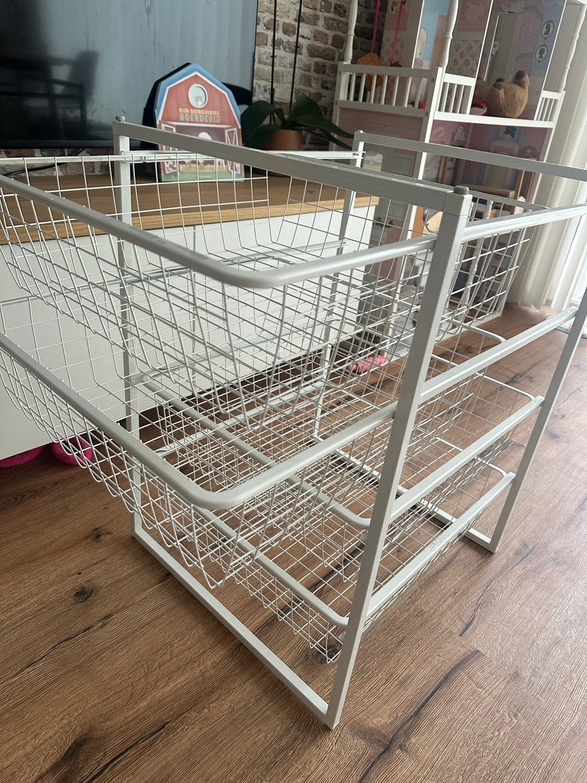 IKEA JONAXEL opbergcombinatie met 4 manden – wit, Ophalen, Zo goed als nieuw