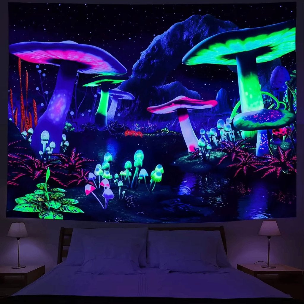 Paddenstoelen Glow In The Dark Wandkleed 3D Wand Kleed Licht, Verzenden, Nieuw, Wandkleed