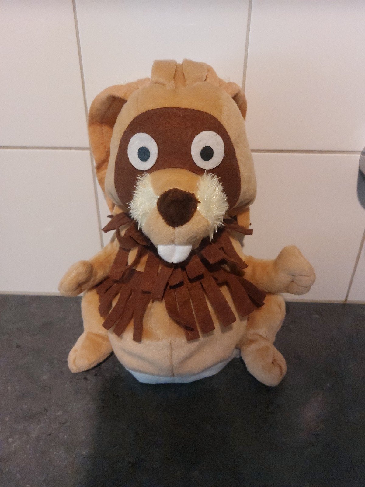 Meneer Vos Fabeltjeskrant knuffel - Handpop, Gebruikt, Overige karakters, Ophalen of Verzenden, Middelgroot (20 tot 80 cm)