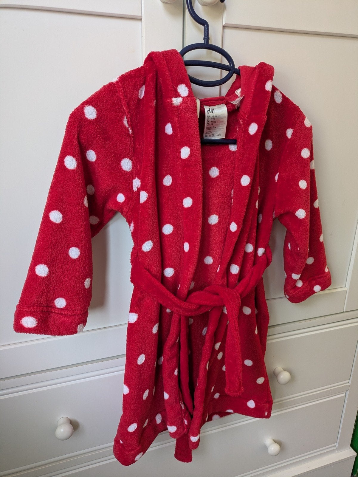 H&M Minnie Mouse Badjas Rood Witte Stippen Maat 110/116, Nacht- of Onderkleding, Gebruikt, Meisje, H&M