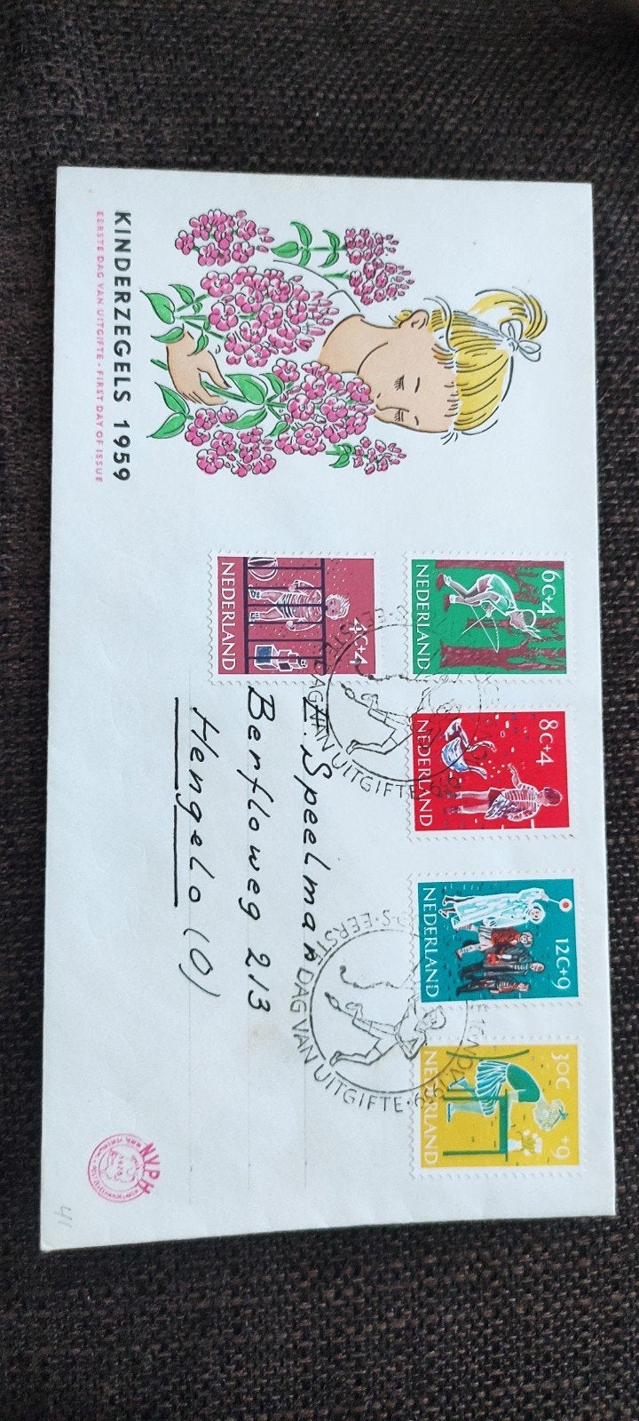 Kinderzegels 1959 Eerste Dag Uitgifte Envelop, Ophalen of Verzenden, Envelop