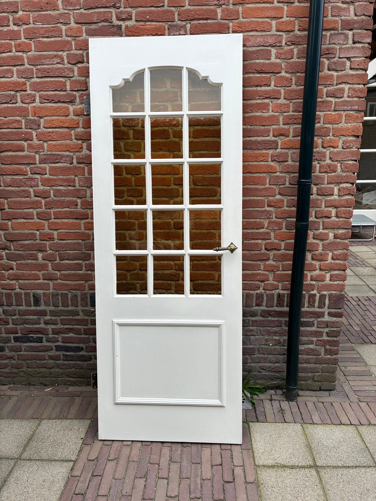 Witte binnendeur met glas, 77,5x211 cm, Ophalen, Gebruikt, Minder dan 80 cm, Binnendeur