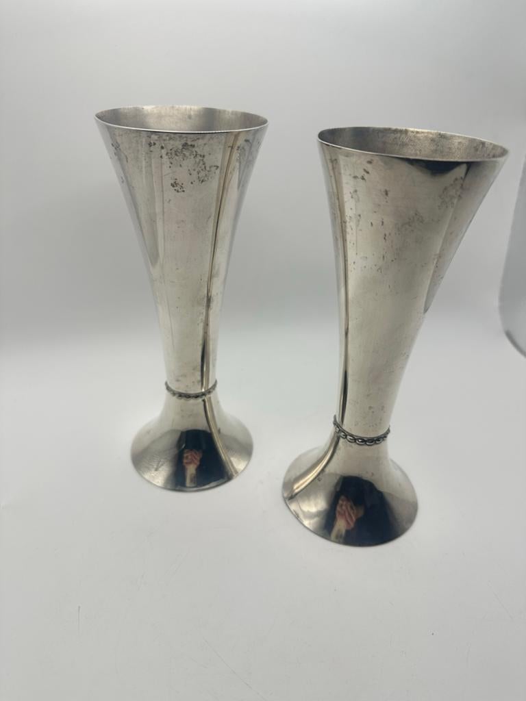 Vintage Keltum verzilverd vaasje met parelrandje, Ophalen of Verzenden