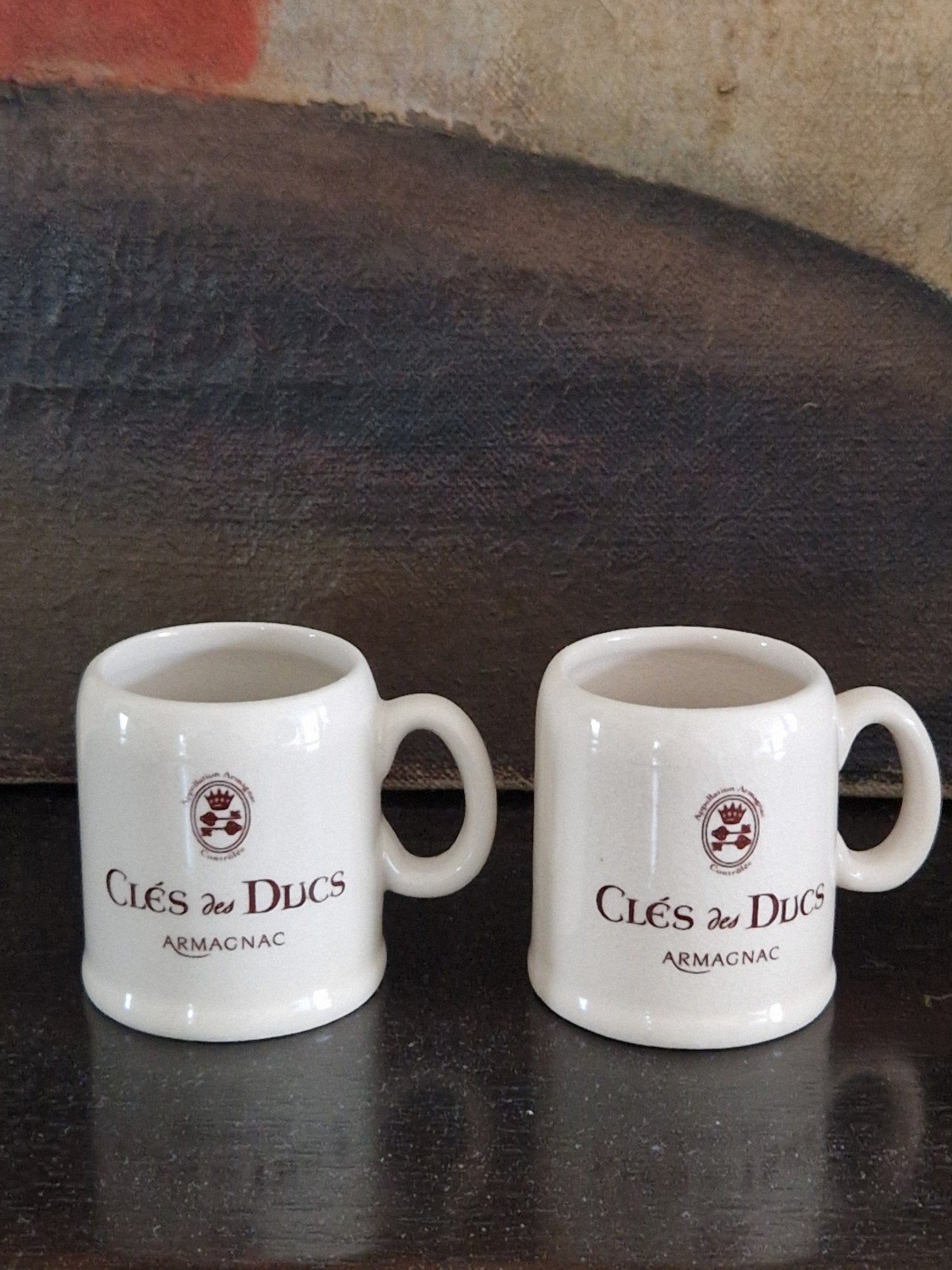 2 Vintage koffie mokjes  - Armagnac & café Clés des Ducs, Ophalen