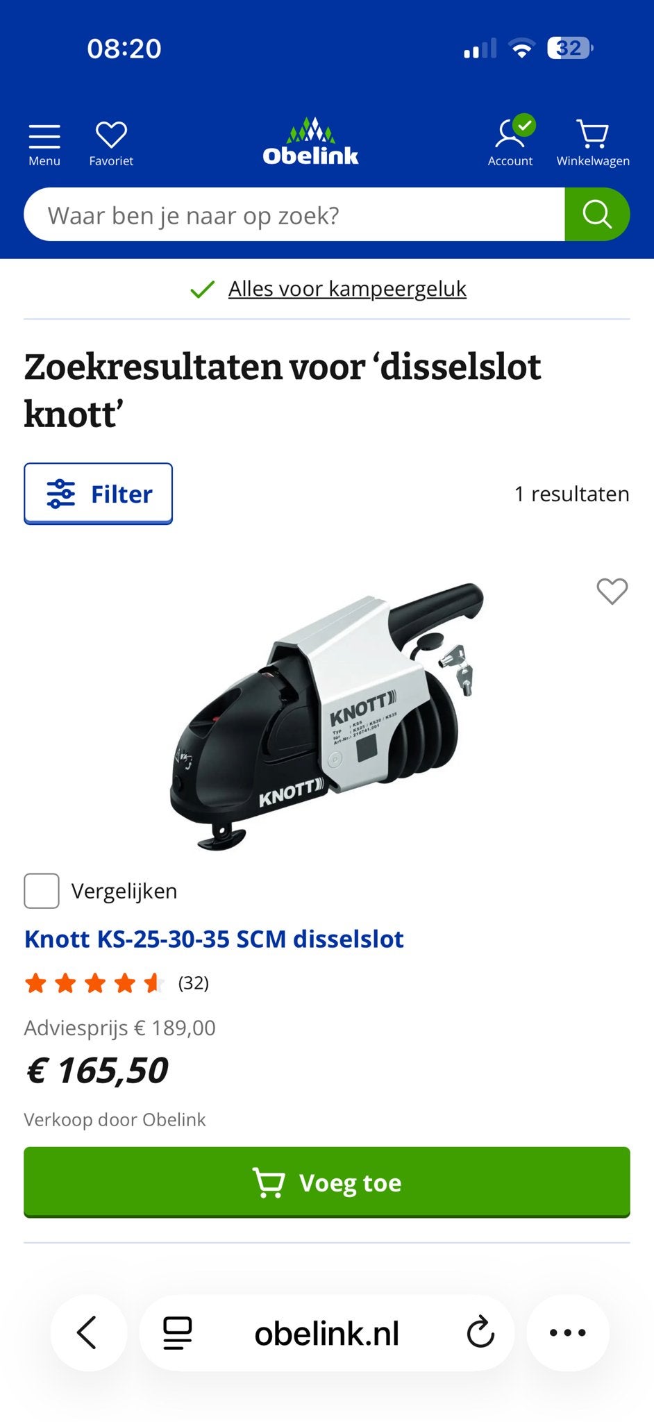 Knott KS-25-30-35 SCM disselslot, Ophalen of Verzenden, Zo goed als nieuw