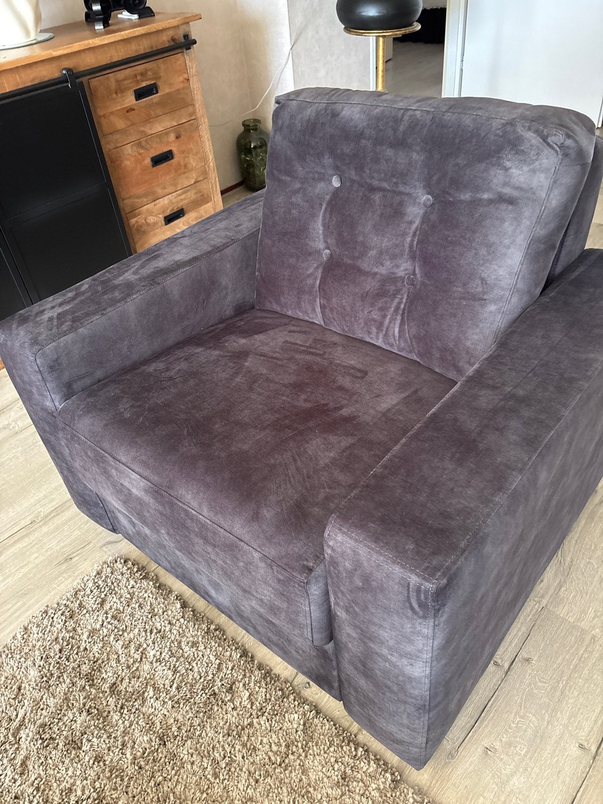 UrbanSofa by Ira Ness fauteuil - bruin velvet stof. Pocket, Huis en Inrichting, Ophalen, 100 tot 125 cm, Zo goed als nieuw, 100 tot 125 cm