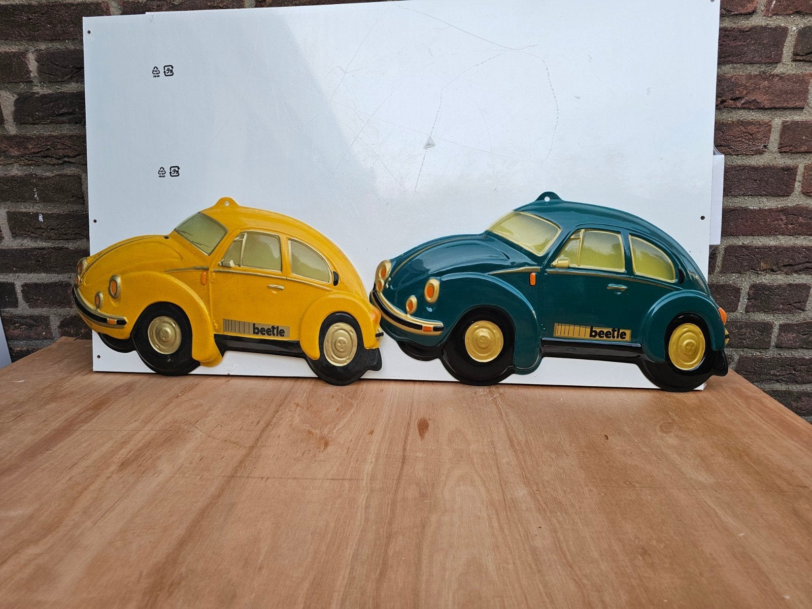 Vintage Volkswagen Beetle wanddecoraties – Set van 2, Ophalen of Verzenden, Gebruikt