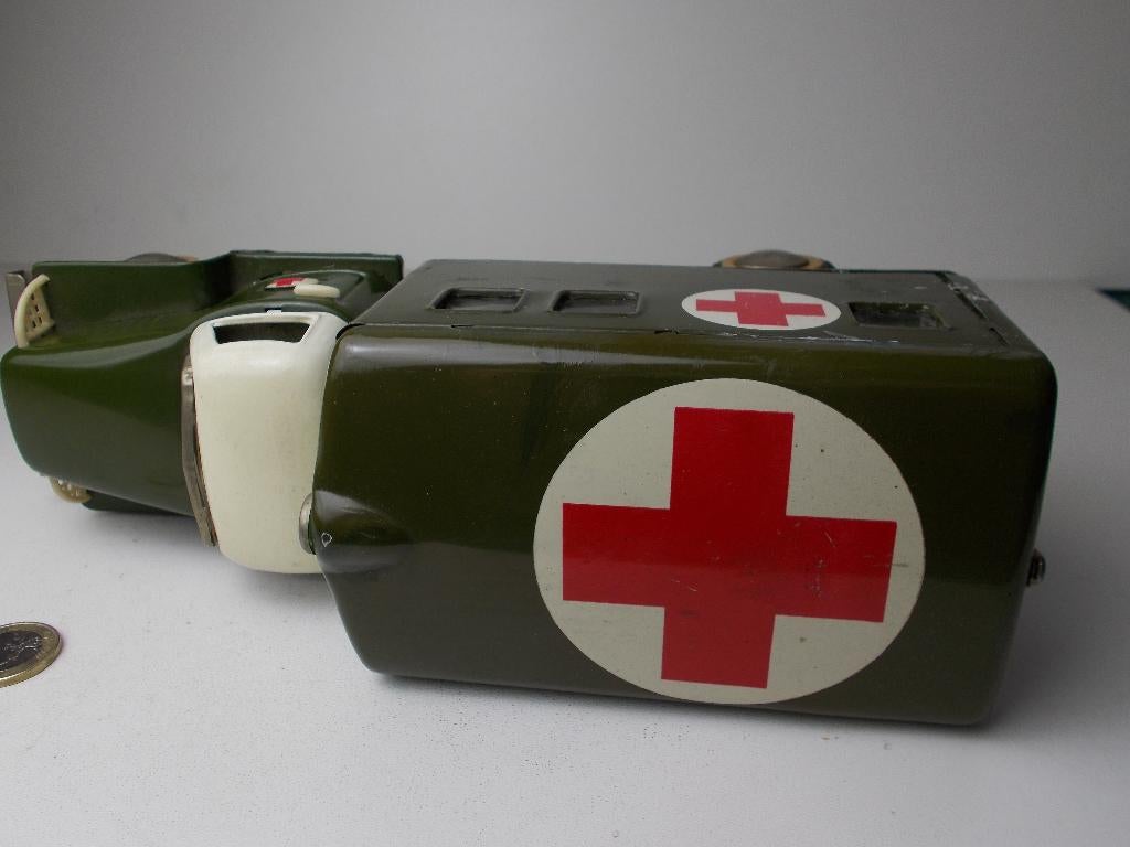 Jaren 60 Grote BLIKKEN MILITAIRE AMBULANCE (32 CM!), Ophalen of Verzenden