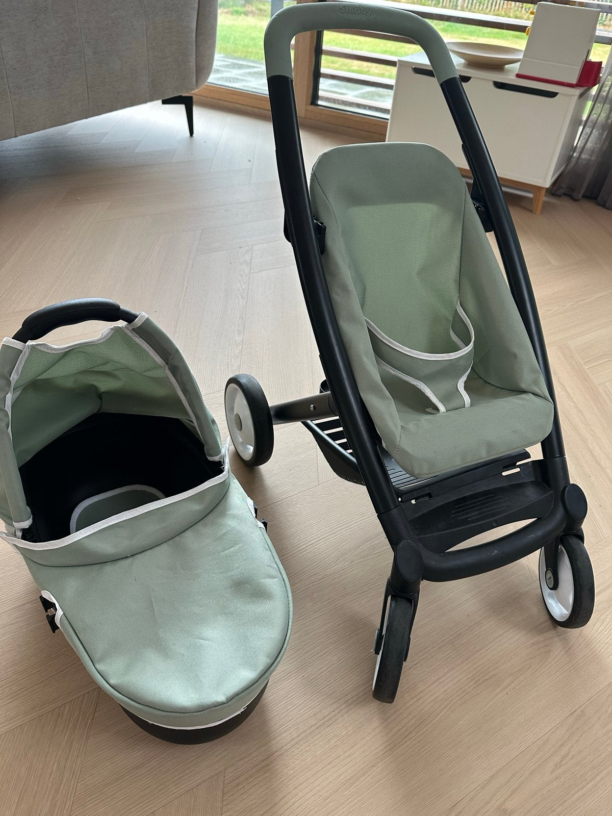 Smoby Poppenwagen 3-in-1: Kinderwagen, Buggy & Reiswieg, Kinderen en Baby's, Ophalen, Zo goed als nieuw, Babypop