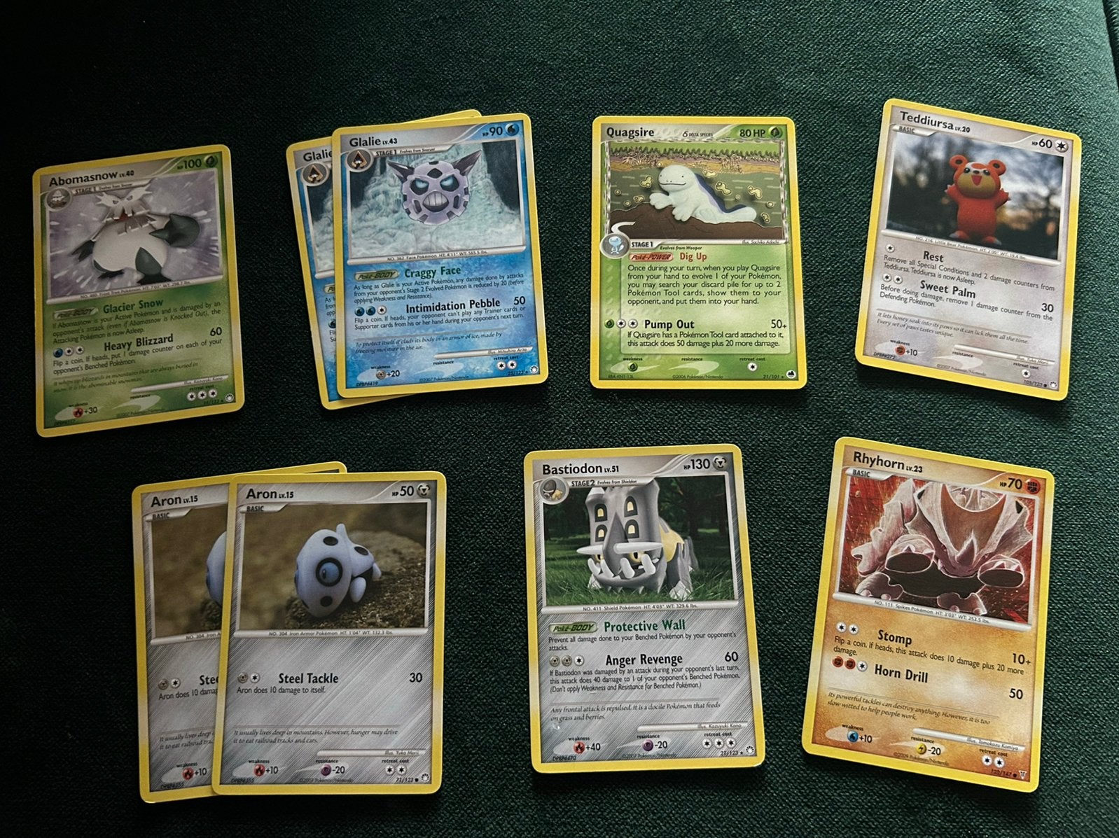 Pokemonkaarten Lot rhyhorn aron bastiodon glalie quagsire, Ophalen of Verzenden, Zo goed als nieuw, Meerdere kaarten