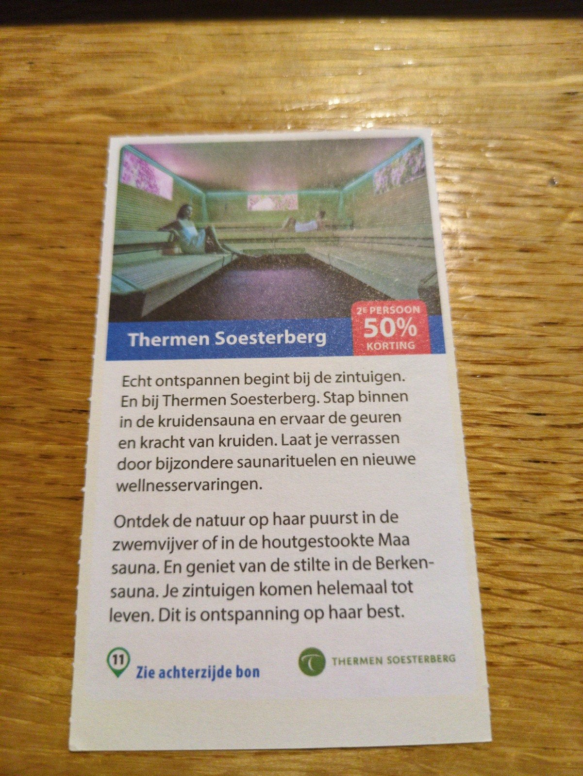 Kortingsbon voor Thermen Soesterberg, 50 % korting, Tickets en Kaartjes, Twee personen, Kortingsbon, Spa of Sauna