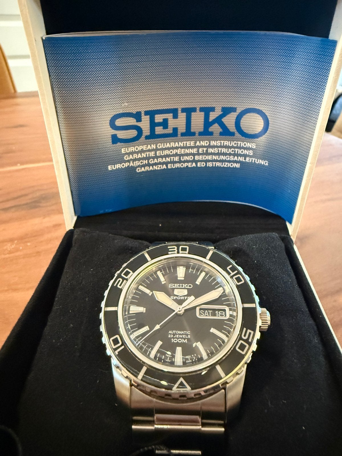 Seiko 5 Sports SNZH55K1 Automatic, Ophalen, Gebruikt, Staal, Polshorloge