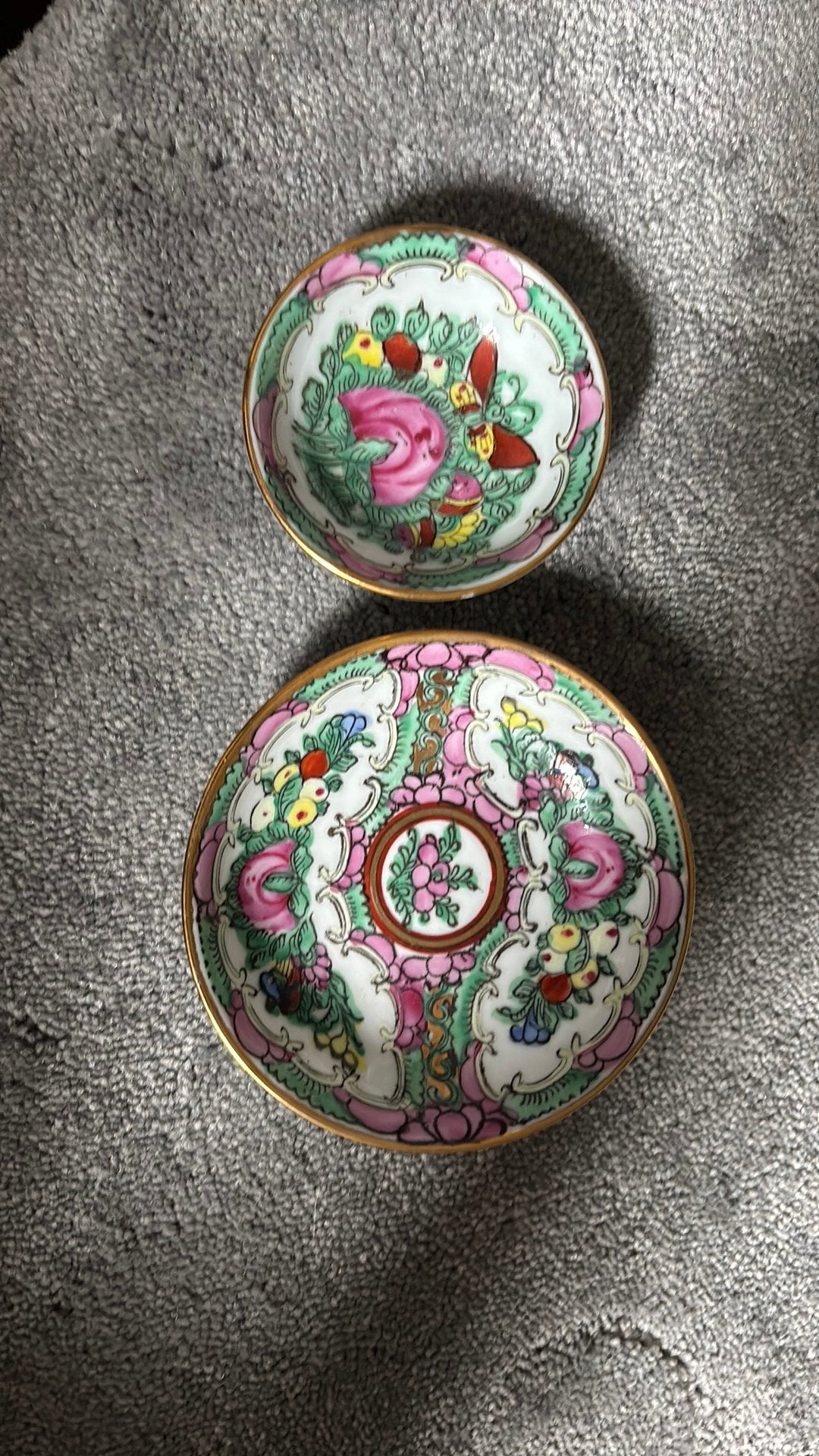 Set van 2 Vintage Chinese Famille Rose schaaltjes, Ophalen of Verzenden