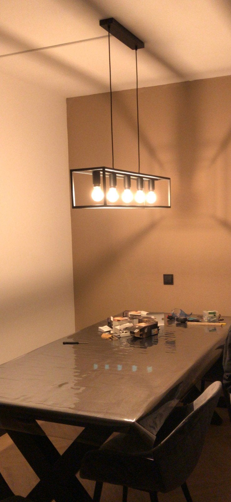 Lamp armatuur met 5 E27 fittingen, Ophalen