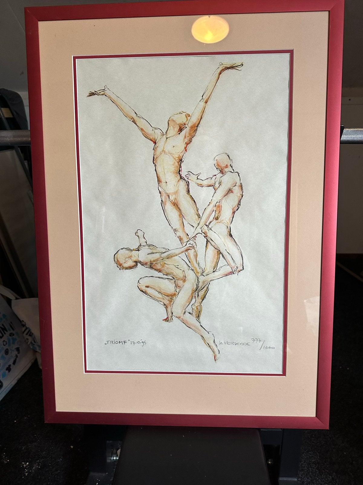 Kees  Verkade figuren, gesigneerd en genumm, Ophalen of Verzenden, Tekening, Lithografie, Achter glas