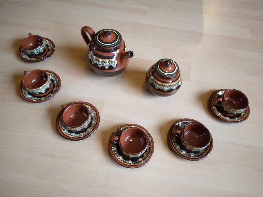 Thee- of koffieservies van geglazuurd aardewerk, Ophalen, Nieuw, Overige stijlen, Aardewerk