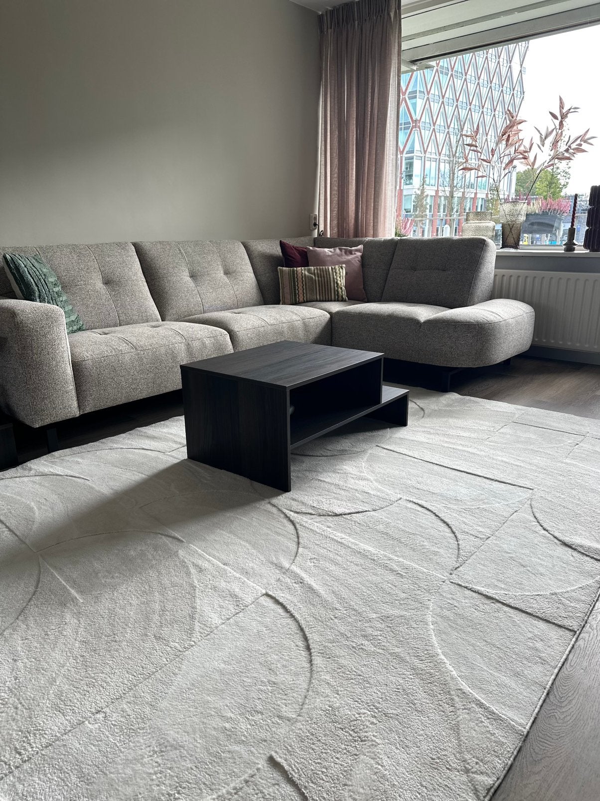 Scandinavisch vloerkleed Charm Circles wit – 200x290 cm, Ophalen, 200 cm of meer, Zo goed als nieuw, 200 cm of meer