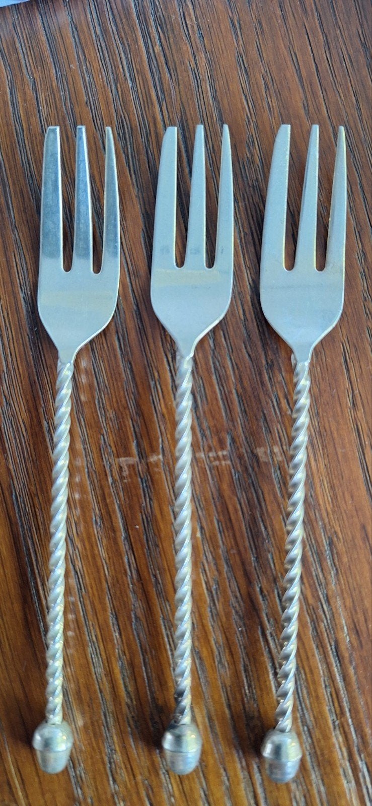 3 gebaksvorkjes 13cm verzilverd 90 getorste steel stijlappel, Antiek en Kunst, Ophalen of Verzenden