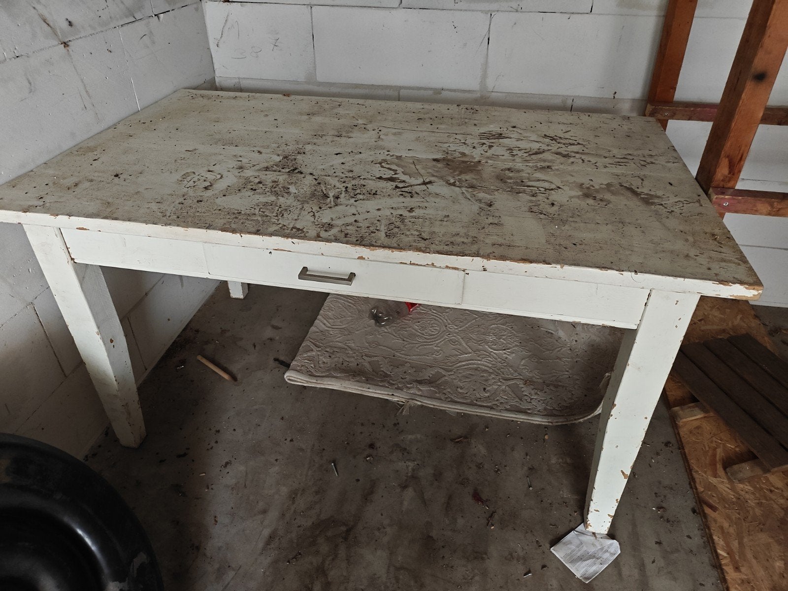 Eettafel met lade, 150x90x78 cm, opknapper, Ophalen of Verzenden