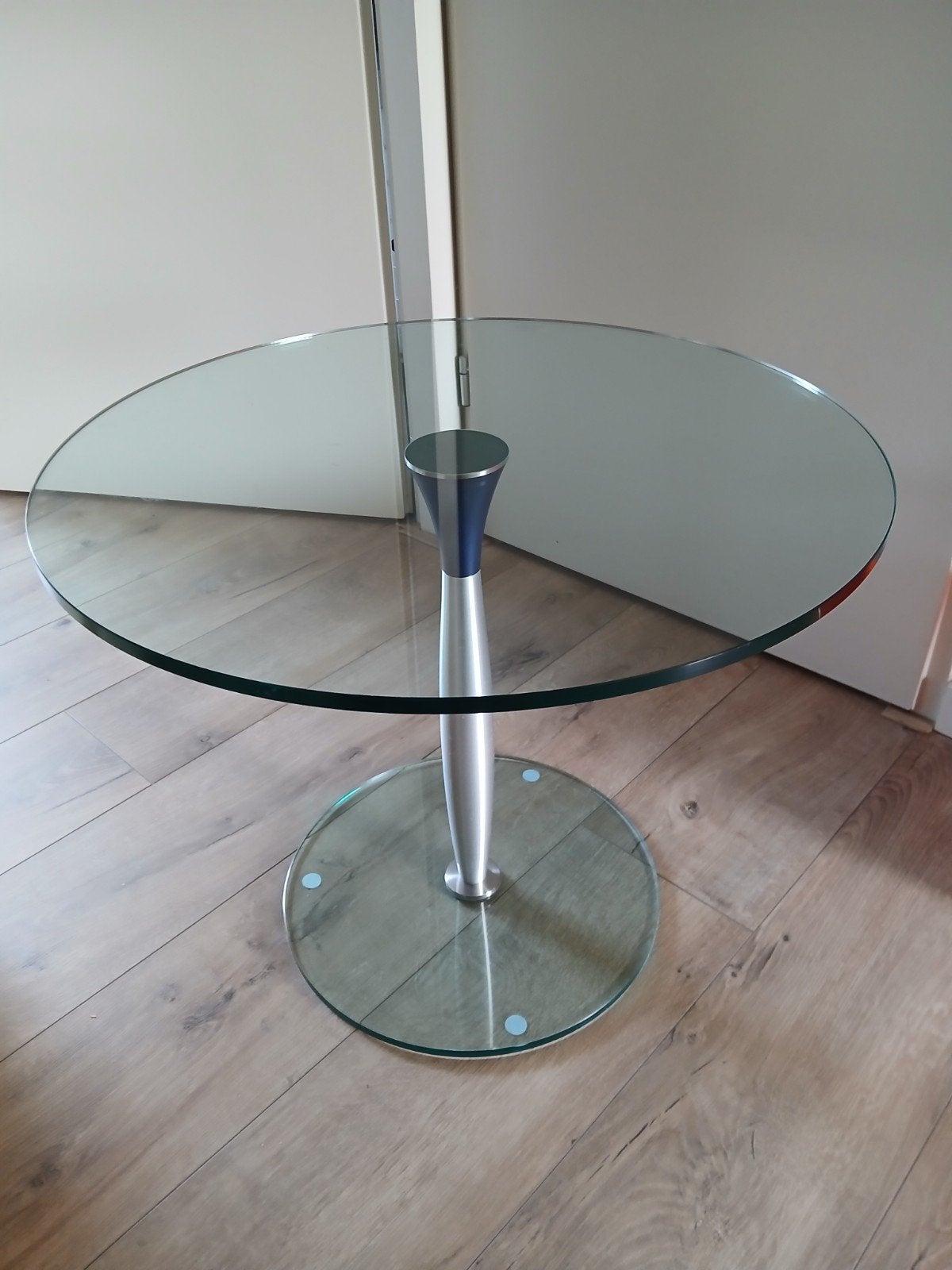 Metaform design glazen koffie tafel bijzet bijzettafel, Huis en Inrichting, Vintage design, Rond, 55 tot 75 cm, Ophalen