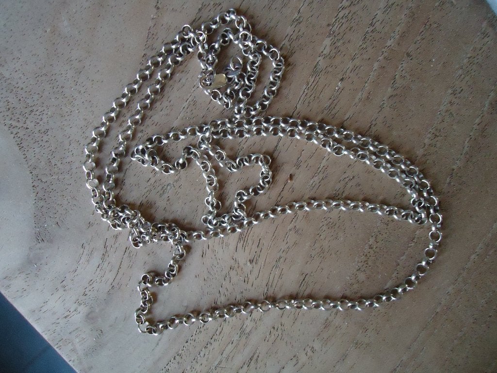 mooie echt zilveren jasseron ketting 80 cm lang 925, Ophalen of Verzenden, Zo goed als nieuw, Zilver, Zilver