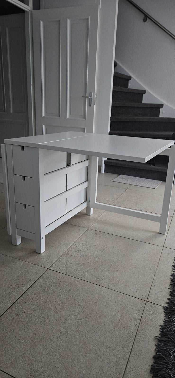 Ikea norden klaptafel eettafel bureau lades wit, Huis en Inrichting, Tafels | Eettafels, Ophalen, Zo goed als nieuw, Rechthoekig