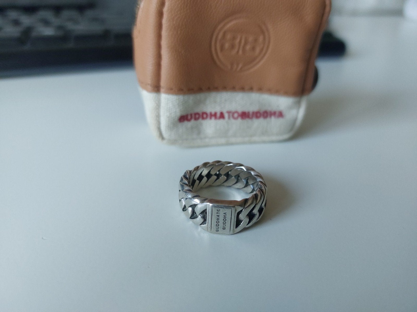 buddha to buddha ring chain 925 btb ring damensring, Gebruikt, Ophalen of Verzenden, 17 tot 18, Dame