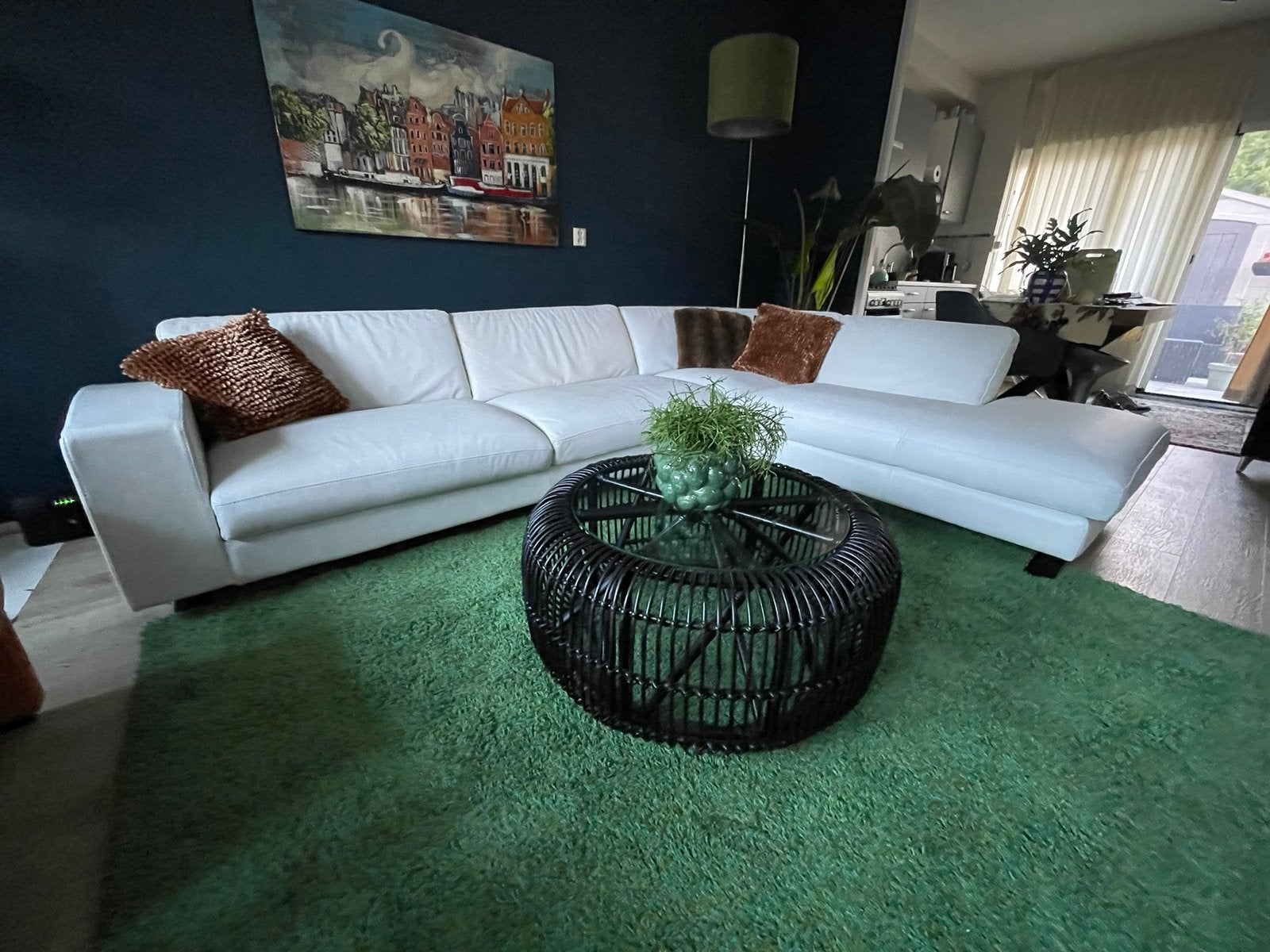 Wit leren hoekbank Roche bobois, Ophalen, Zo goed als nieuw, Leer, Modern hoekbank roche bobois paris