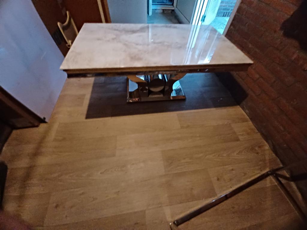Salontafel glas marmer. 1jaar oude., Huis en Inrichting, Tafels | Salontafels, 100 tot 150 cm, Glas, Minder dan 50 cm, Rechthoekig