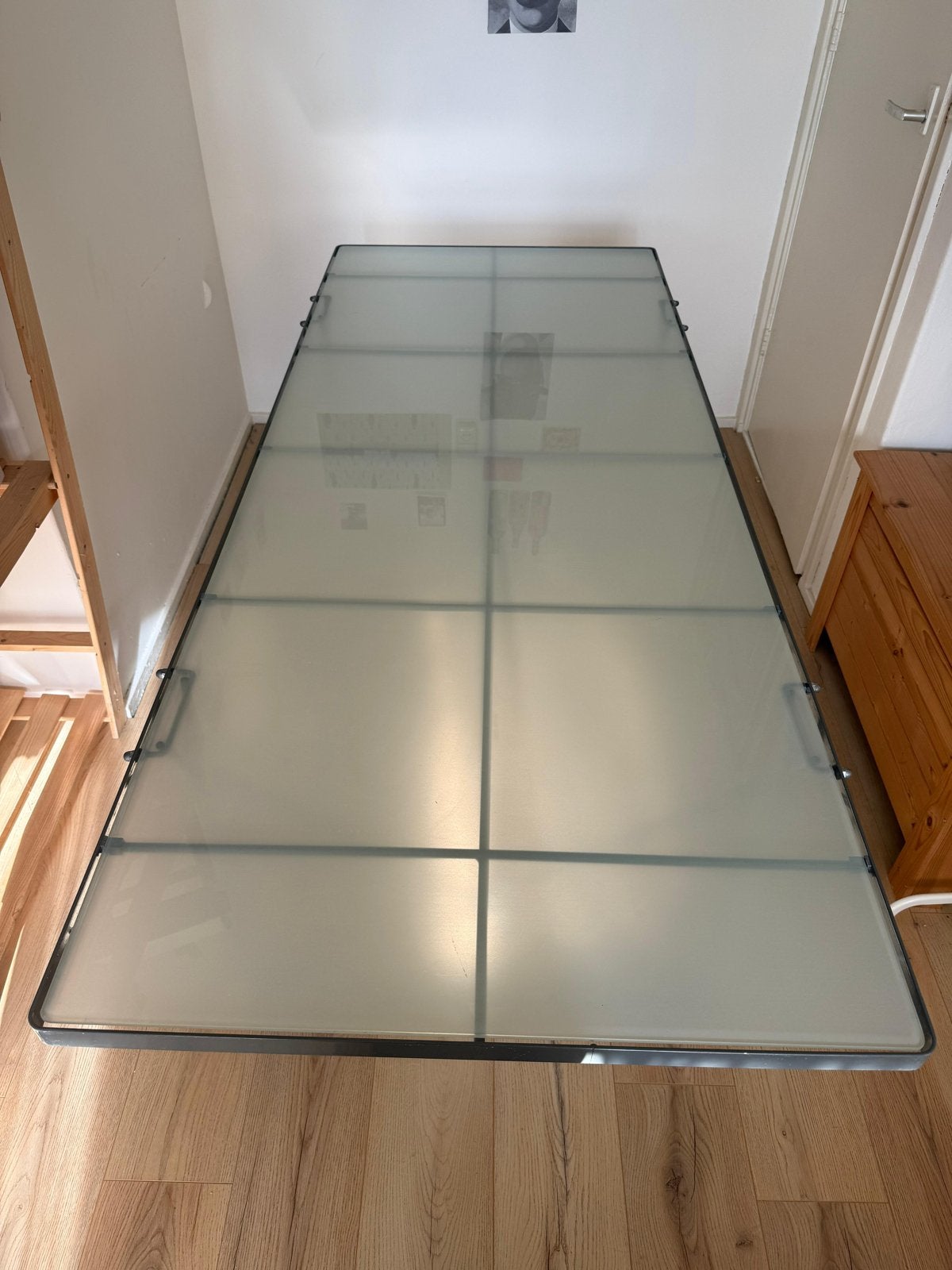 Niels Gammelgaard IKEA tafel jaren '80, Huis en Inrichting, Ophalen, Gebruikt, 100 tot 150 cm, Glas