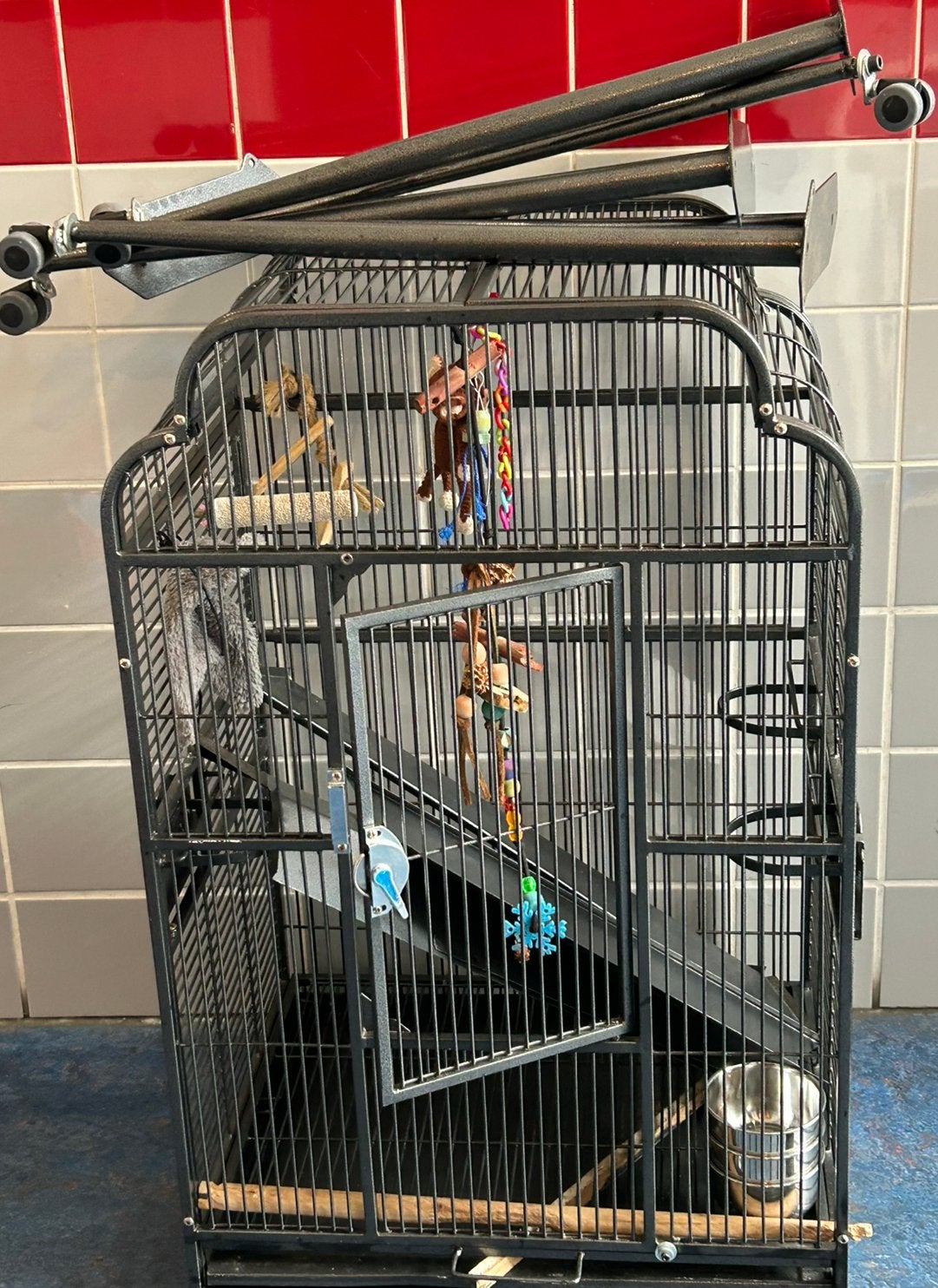compleet kooi, Dieren en Toebehoren, Ophalen, Gebruikt, Metaal, Vogelkooi
