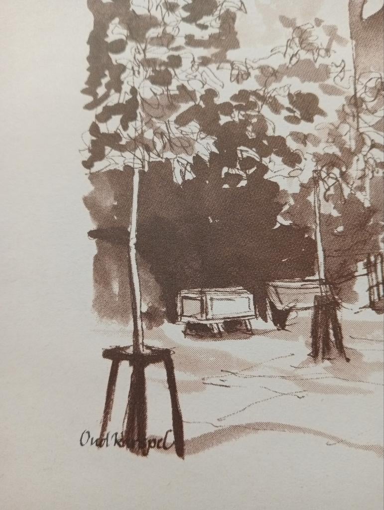 Oud Karspel offset prent, Antiek en Kunst, Ophalen of Verzenden