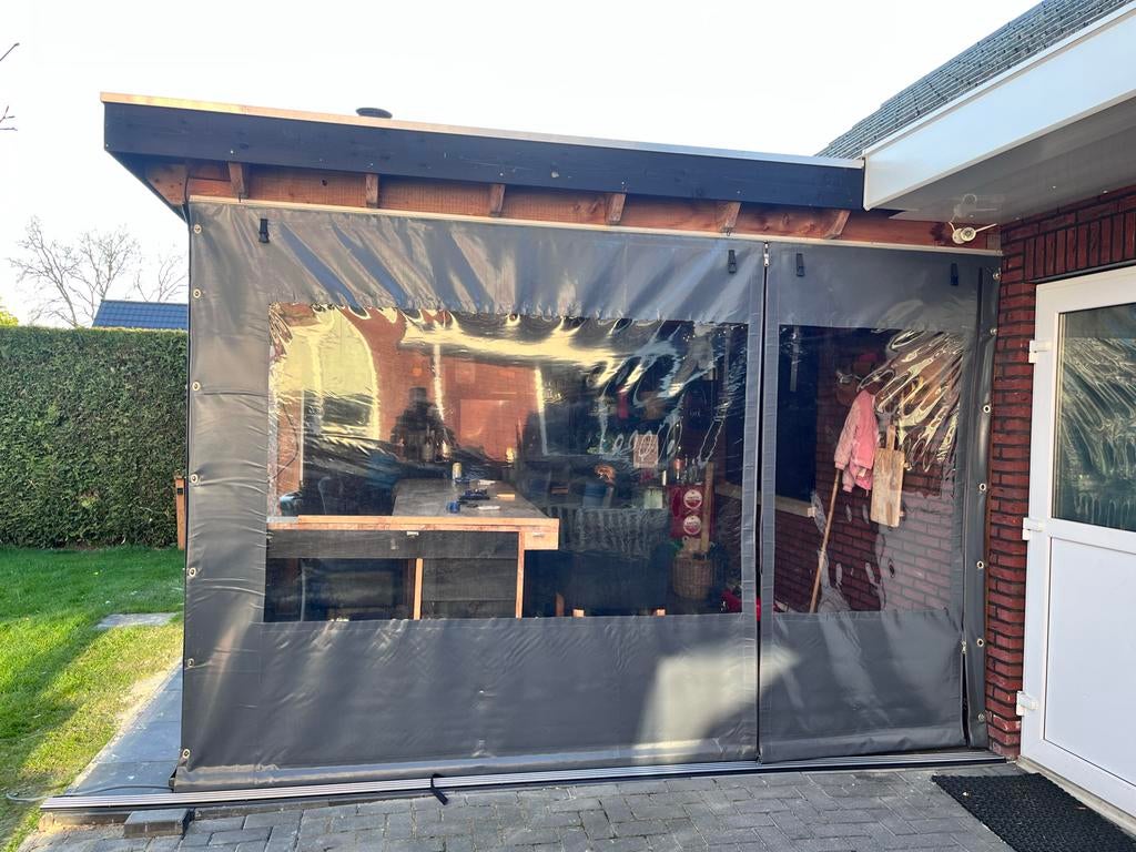Terrasoverkapping zijwand met rits en venster, Tuin en Terras, Zonneschermen, Ophalen, Gebruikt, Overige typen, 150 tot 300 cm