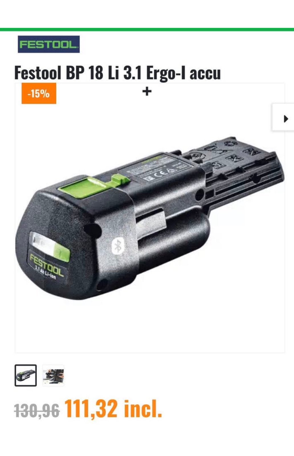 Acuu van festool met bluetooth, Doe-het-zelf en Verbouw, Ophalen, Gebruikt