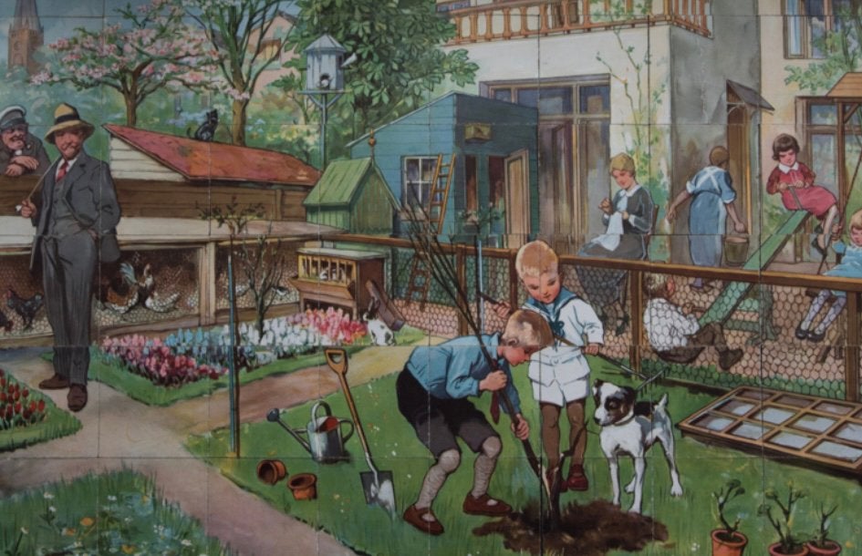 Vintage legplaat/legpuzzel P. van Geldorp, Een of twee spelers, Ophalen of Verzenden, Gebruikt