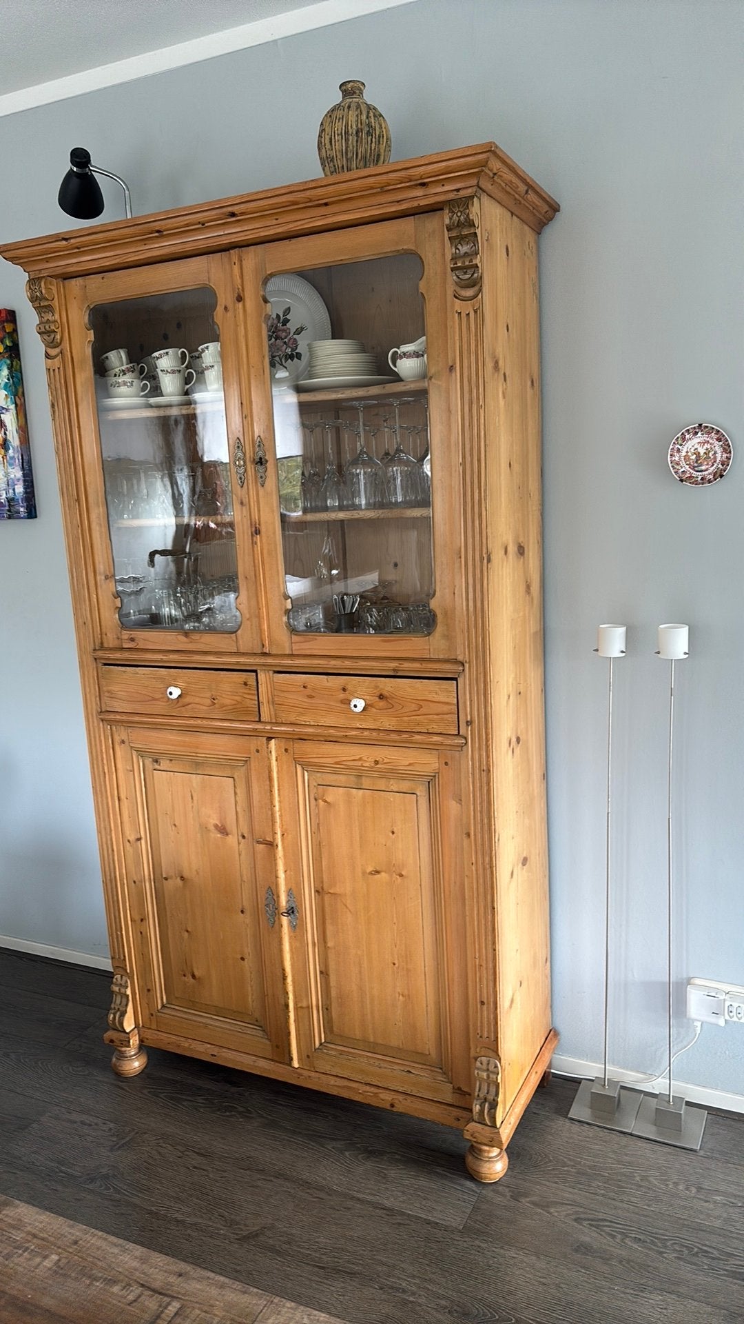Antiek grenen buffetkast, Huis en Inrichting, Gebruikt, 200 cm of meer, Grenenhout, 25 tot 50 cm