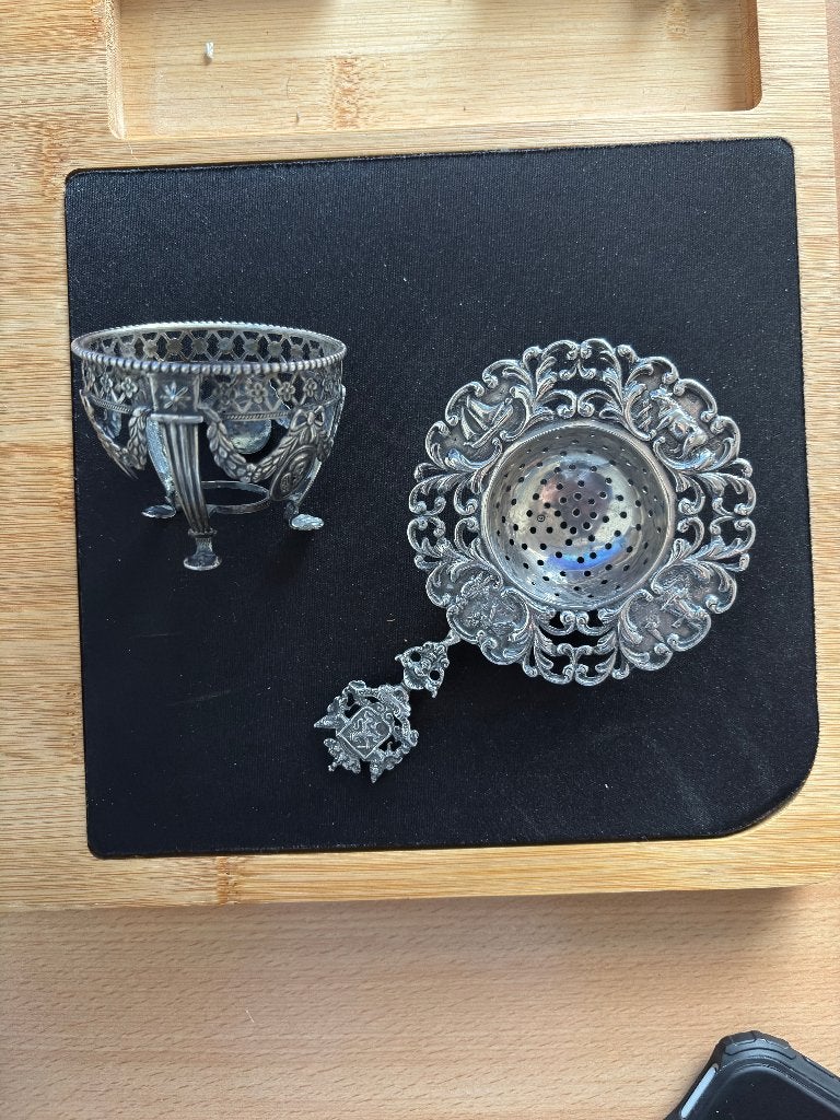 Uniek Antiek Zilveren Theezeef Set (1896) – Christianus Rous, Antiek en Kunst, Ophalen of Verzenden, Zilver