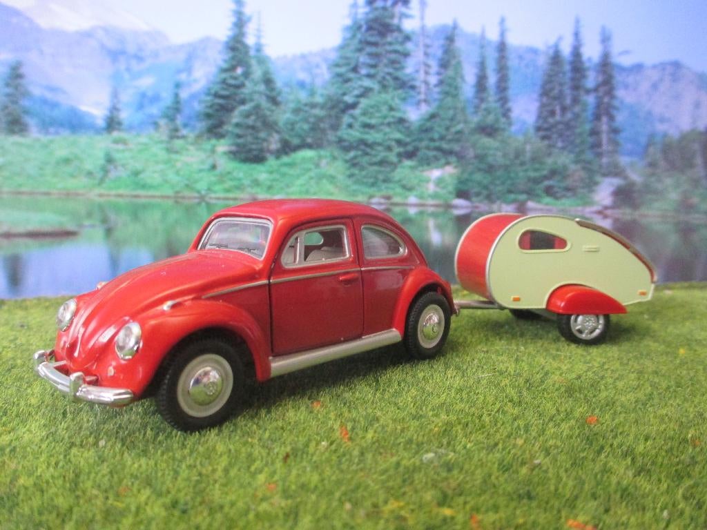 1/43 Volkswagen 1200 met caravan - Cararama VW Kever, Ophalen of Verzenden, Zo goed als nieuw, Auto, Overige merken