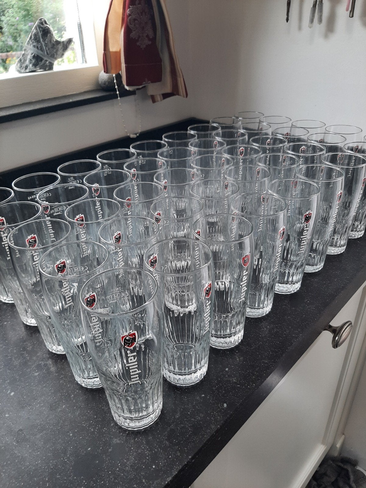 Jupiler bierglazen - Set van 45  25 cl glazen, Ophalen, Zo goed als nieuw, Glas, Overige merken