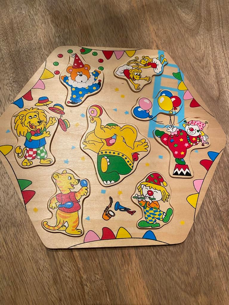 Houten Dieren Puzzel - Circus Thema, 2 tot 4 jaar, Gebruikt, Ophalen of Verzenden, Van hout