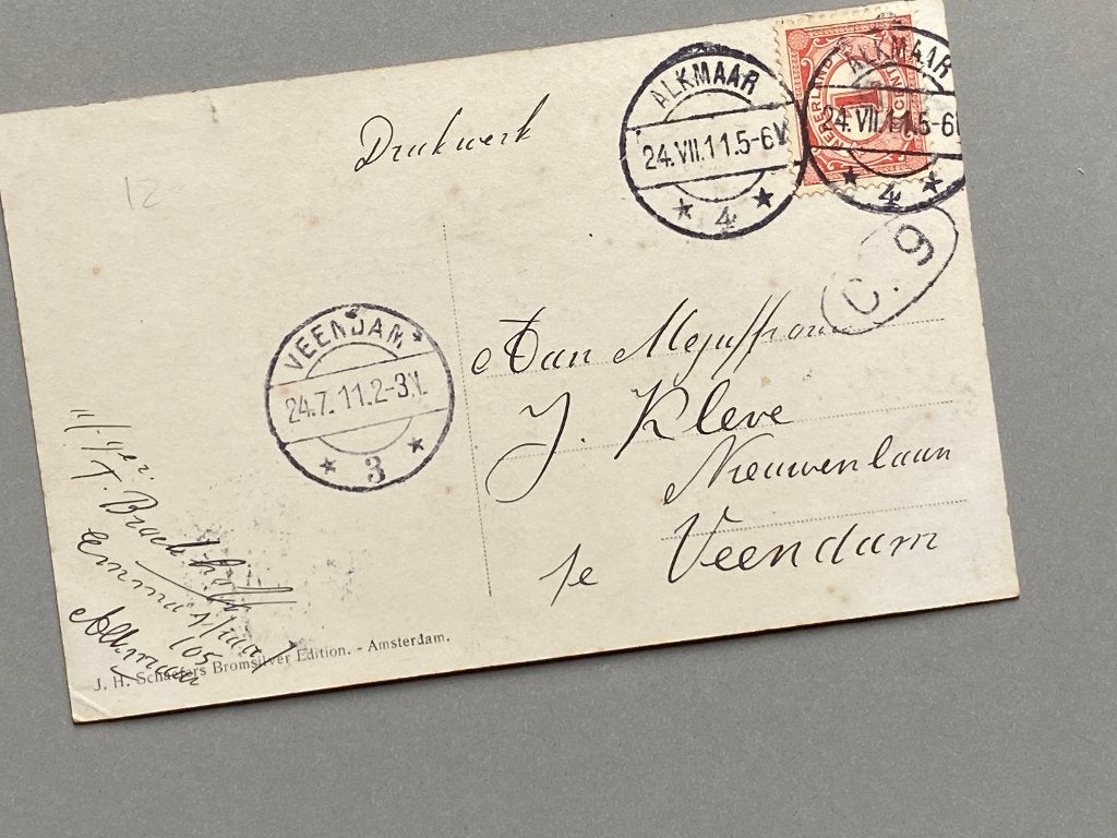 Ansichtkaart met vliegtuig ca. 1911 (Alkmaar), Ophalen of Verzenden, Voor 1920, Gelopen, Voertuig