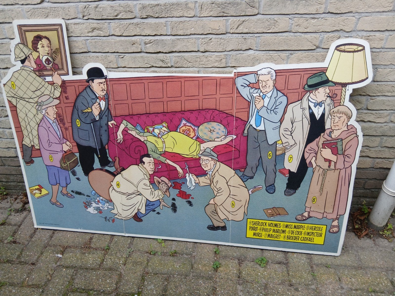 grote hard kartonnen plaat, met detectives, Ophalen, Vo, Vo, Plaatje, Poster of Sticker